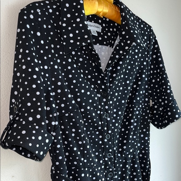Shelby‎ and Palmer Black Polka Dot Short Sleeve Dress 8 - Picture 6 of 11